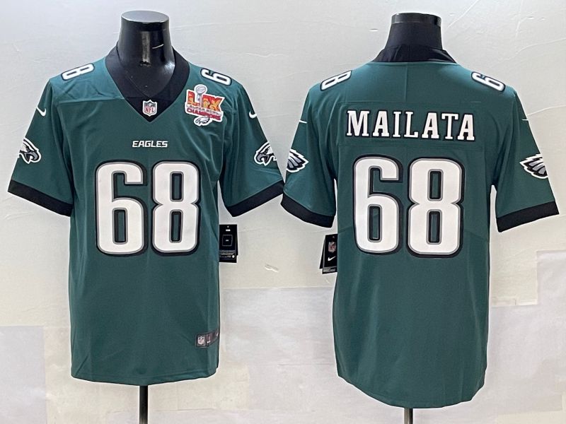 Men Philadelphia Eagles 68 Mailata Green New Nike Limited 2025 NFL Jersey style 5